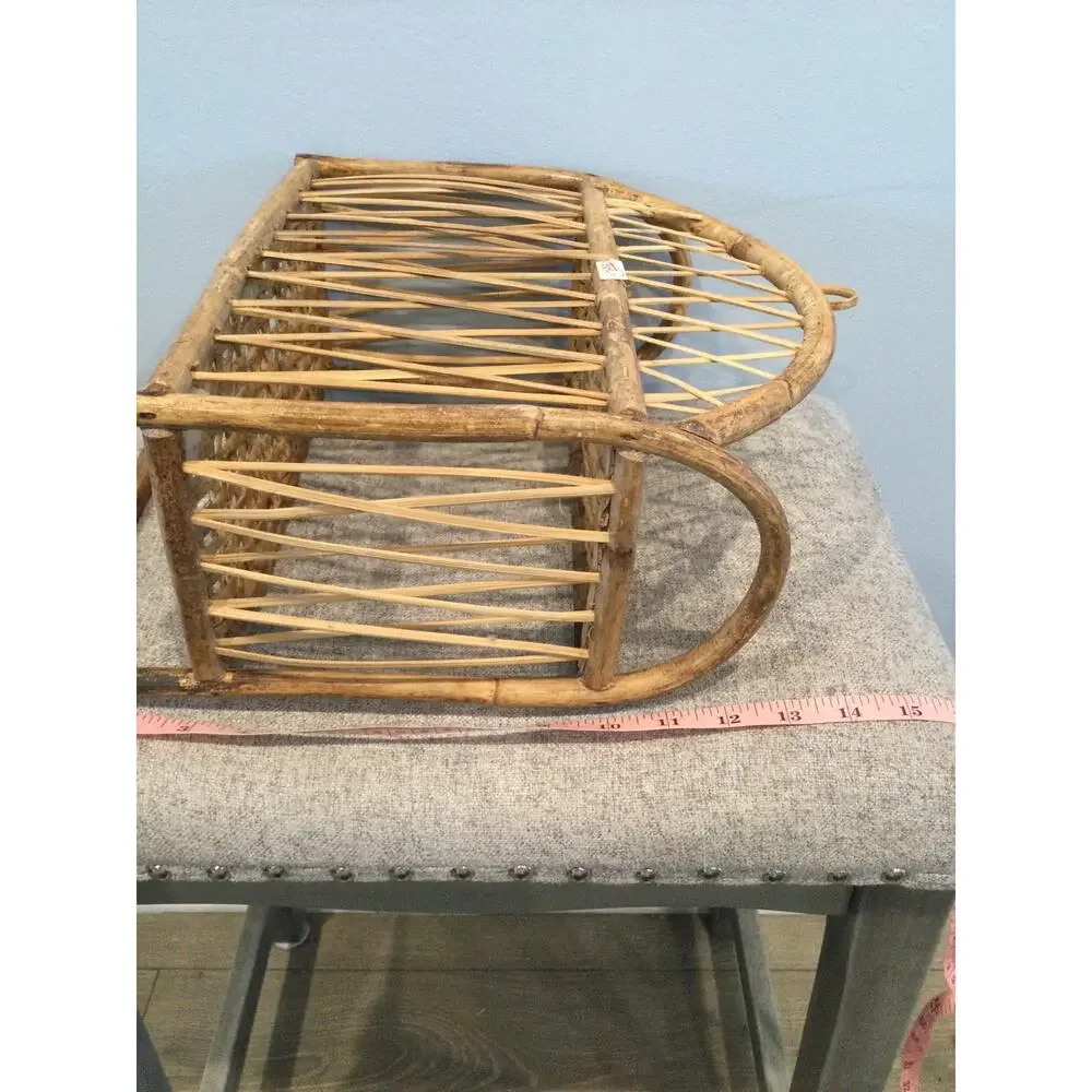 Vintage Wicker Bamboo Wall Shelf Towel Bar Boho Decor Bathroom Organizer Rustic